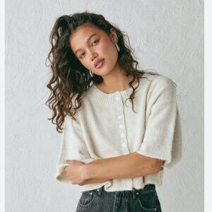 VRG GRL Cream Button-Up Vrg Grl Cardigan